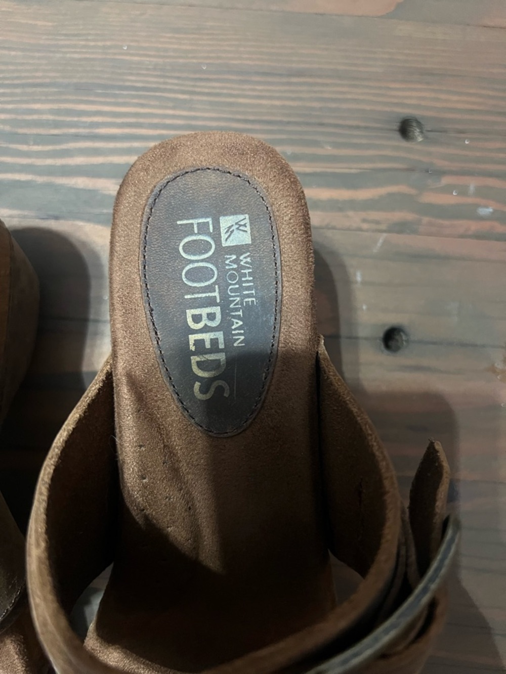 White Mountain Brown Suede Footbed Mule